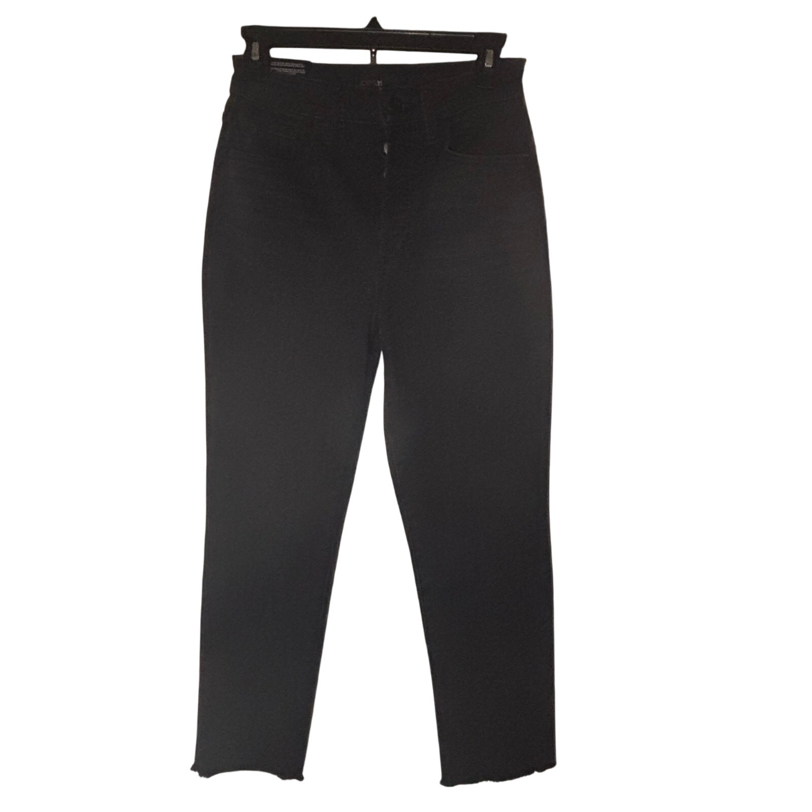 New Joe’s Black Straight Ankle Jeans (The Og) Size 24 With Fringe On Ankle